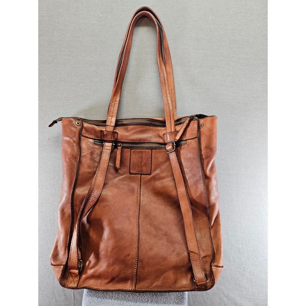 Harbour 2nd Cognac Brown Leather Tote Bag Anchor Logo Zip Top Shoulder Bag
